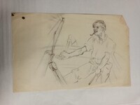 2012-0405-TEKa.jpg; 2012-0405-TEK; Man op een zeilboot; schetsen (beeldende werken)