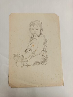 2012-0411-TEK.jpg; 2012-0411-TEK; Zittende peuter; schetsen (beeldende werken)