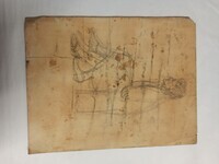 2012-0413-TEKa.jpg; 2012-0413-TEK; Verdrietig figuur zittend op een varken; schetsen (beeldende werken)