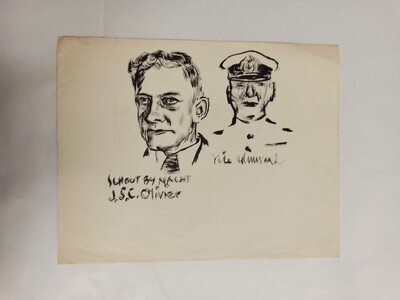 2012-0415-TEK.jpg; 2012-0415-TEK; Portret van J.S.C Olivier en een vice admiraal; schetsen (beeldende werken)