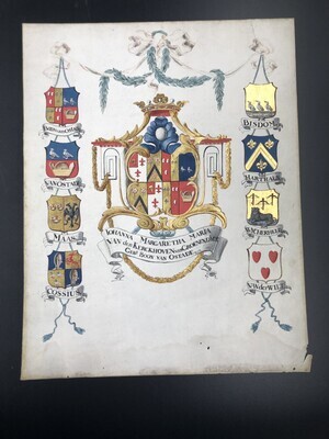 20156907-5125-426a-bbfe-06d67971fa8e.jpg; 0000-0429-TEK/OB.2; Wapen van Johanna M.M. van den Kerckhoven van Groenendijck, geboren Boon van Ostade.; tekeningen