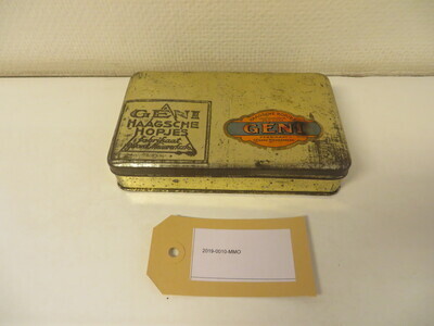 2019-0010-MMO.jpg; 2019-0010-MMO; Blik "Haagse Hopjes - Fabrikant Gerard Nieuwerkerk - Géni"; blikken (materiaal)