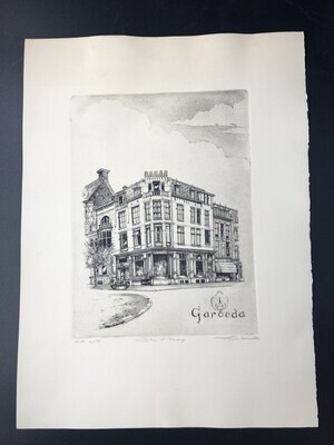 2020-0006-PRE-voorzijde.jpg; 2020-0006-PRE; Prent van het straatbeeld van Garoeda in Den Haag; prenten