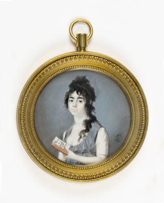 20537780-01a6-4da4-a807-509b0658686a.jpg; 1922-0212-TEK; Miniatuurportret van Henriette Isabella van der Feen.; tekeningen