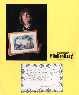 22fcc162-1f6c-4b61-a9a2-0a5d8a26d179.jpg; V-HHM-1539; Het topstuk (schilderij van theehuis in Emma's Hof) van Susanne Illés; MijnDenHaag*