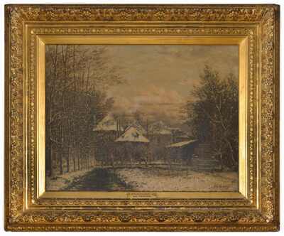 252d5628-e6ba-4931-aa45-13e797d90347.jpg; 1905-0008-SCH; De boerderij Meerdervoort in de winter.; schilderingen