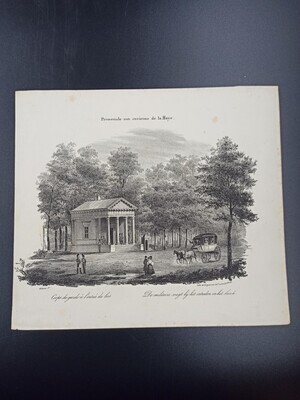 2d49ec1c-6cbc-4a69-b39f-dc26abd6f76d.jpg; 1952-0003-HHI; De militaire wacht bij het intreden in het bosch.; prenten