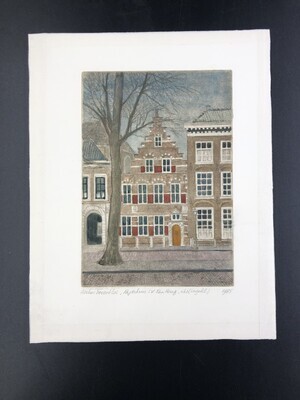 414b8b3b-7e41-431f-a9e7-a8d239527253.jpg; 1995-0051-HHI; Prent voorstellende het Pageshuis aan het Lange Voorhout te den Haag.; prenten