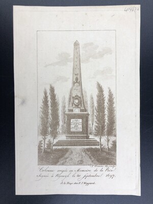 4296719a-0520-415c-af22-c56e387a4ee9.jpg; 1986-0293-PRE; Gedenknaald in het Rijswijkse Bos; prenten