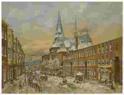 42ff3fa4-2a9a-43fd-acf5-5c23504b85b0.jpg; 2012-0028-SCH; Brandtstraat, gezien in de richting van het Paul Krugerplein, met rechts de H.H. Engelbewaarderskerk; stadsgezicht