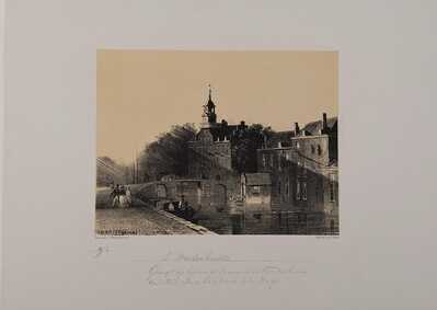 460c9a9f-b9e6-4798-8fb1-2e812e744649.jpg; 1960-0117-PRE; Gezicht op het oude Vrouwen- en Kinderhuis vanaf het Zieken; prenten