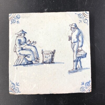 4d3d64b1-9572-46f3-b8bf-7b7e93a7197f.jpg; 1935-0127-OCE/a-d; Vier wandtegels met afbeelding van vrouw met vis.; wandtegel