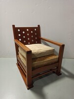 5238465a-2a5a-4646-97c6-16dceeff2bdf.jpg; 1997-0547-HHI; Houten fauteuil van Bas van Pelt ameublement, met los zit- en rugkussen van goudgele stof.; fauteuils