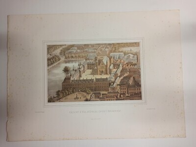 5d4c85c0-d0f1-4242-9290-76e0b892fa1a.jpg; 1982-0526-PRE; Het Binnenhof en omgeving.; lithografie (techniek)