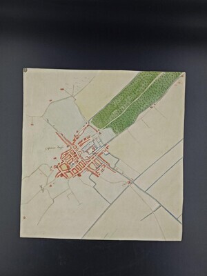 66423c81-3896-4012-930c-8ac0d9ec5370.jpg; 0000-0650-TEK/OB; Kopie van een kaart van Den Haag van 1560.; waterverf