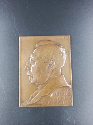 6a1b5fb0-2c29-4ef8-9045-0594b3d44067.jpg; 1997-0530-HHI; Plaquette met portret van Mr. Pieter Jelles Troelstra.; plaquettes (metalen reliëfs)