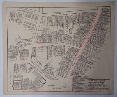 6a5a811f-8082-43a1-8439-0ec3d47354d9.jpg; 1956-0003-HHI; Detailkaart oude wijk van het dorp den Haghe; tekeningen