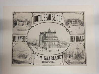 707e78e8-c488-4ccb-9aac-eb888410209f.jpg; 0000-0262-HHI; Affiche met afbeelding van Hotel Beau Sejour, Duinweide Den Haag.; affiches