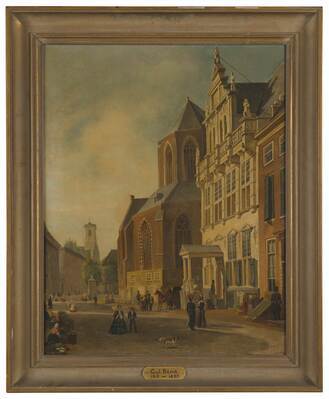 7230a891-3afa-4420-bc9c-62691cd1b5ed.jpg; 1900-0003-SCH; Gezicht op de Groenmarkt.; schilderingen