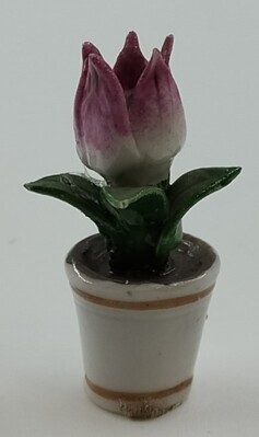 797c361d-4fb3-4cbf-8464-cbadfefe51c8.jpg; 1960-0225-KPO/028; Keramieken witte bloempot met bloeiende plant.; miniaturen