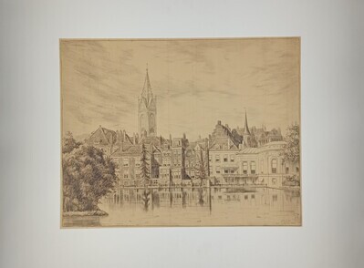7f288727-b8d6-44b3-acc9-b0a7f04db76d.jpg; 1976-0102-TEK; Gezicht op de Vijverdam.; tekeningen