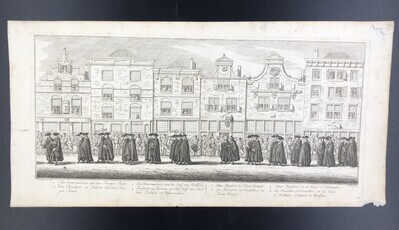 868594c3-27e6-4b7e-b0b8-c37fc145e84c.jpg; 0000-0006-HHI/1-16; De begrafenisstoet van Gouvernante Prinses Anna (Delft, 1759) weergegeven in 16 prenten.; prenten