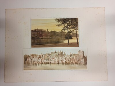 8b95ec83-2f3f-4f03-bcce-400f06c49c29.jpg; 1982-0528-PRE; Het Binnenhof gezien vanaf de Hofvijver.; lithografie (techniek)