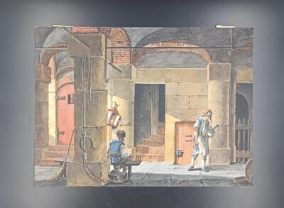 90128d4f-f4d0-4e93-8bb4-cf5eb3f2a2c7.jpg; 1946-0075-TEK; Gevangenisscène.; tekeningen