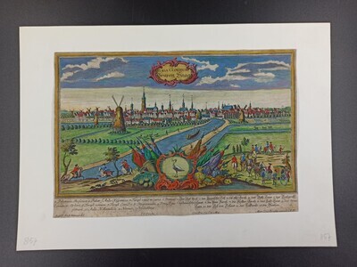91ed83bc-ad93-4ba6-8dfe-850aa663749a.jpg; 1973-0266-PRE; Gezicht op Den Haag vanaf de Delftse trekvaart.; prent
