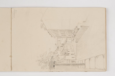 98288068-eed2-426b-b7da-d1d76f73f003.jpg; 2013-0009-TEK/09; Tekening uit een schetsboek van Alexine Tinne, reizen in Europa.; schetsboeken