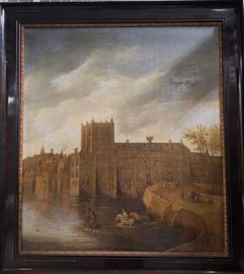 a182a0db-f5c3-481d-9c70-2b0aac4c139b.jpg; 1863-0005-SCH; Het Stadhouderlijk Kwartier gezien vanaf het Buitenhof.; schilderingen