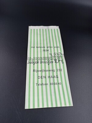 a1e83638-8b9a-4e81-a557-d7b161908716.jpg; 2018-0015-ODI/1-4; Papieren zakje met opdruk firma Dopmeijer; verpakkingsmateriaal