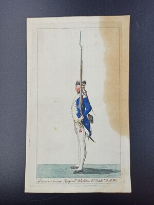 b4748791-cd87-4c1a-8cf3-2ea2de7be2c0.jpg; 0000-0120-HHI; 'Grenier vieux Regiment Wallon 3e Batt. B.G.W.' eind 18de eeuw.; prenten
