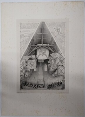 bbf78685-6a71-48a4-a835-cde7a8e181a1.jpg; 1982-0530-PRE; Het Binnenhof, interieur Ridderzaal; prenten