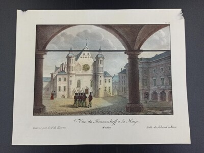 dc1e80d2-61a6-4367-94ff-d98f1b0431ea.jpg; 0000-0267-HHI; Prent met voorstelling van een militair appèl op het Binnenhof; prenten