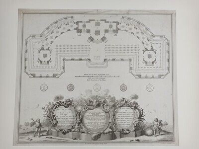 e06db8d6-dac1-4fe3-aa2e-7d80eb830369.jpg; 0000-0693-PRE/OB; Plattegrond vuurwerkpaviljoen ter ere van Vrede van Aken.; prenten