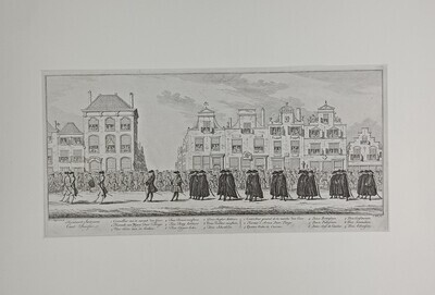 ef914cbd-7c62-4519-bbc2-4387fe26377a.jpg; 0000-0006-HHI/04; De begrafenisstoet van Gouvernante Prinses Anna (Delft, 1759) weergegeven in 16 prenten.; prenten