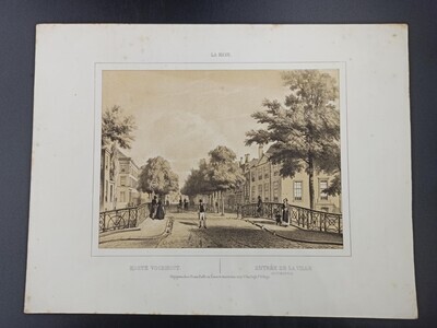 fa18094d-ec4a-48fb-b9b5-6ec3cfcf193b.jpg; 1960-0107-PRE/b; 'Korte Voorhout met Bosbrug op de Voorgrond'; prenten