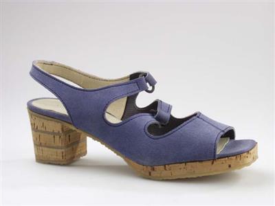 00070.jpg; 00070; Blauwe sandaal met wreefbanden.; Sandaal