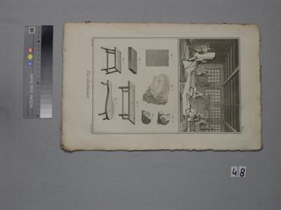 85117.jpg; 85117; 'Parcheminier'. Plaat I; prent