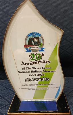 5e7449ad-b2af-46b6-8280-bc1bbb9ae6e7.jpg; NYMR/2026/6; Award from the Sierra Leone National Railway Museum; Awards