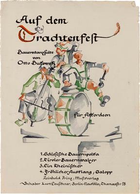 98c8fab6-5c7f-4261-ae09-d9d417419202.jpg; 1097; Auf dem Trachtenfest | At the Traditional Costume Festival - Titelblatt für ein Notenheft des Musikverlages Reinhold Prinz, Berlin | Front cover of a music book published by Reinhold Prinz, Berlin; Illustration / Auftragsarbeit | Illustration / Commissioned Work