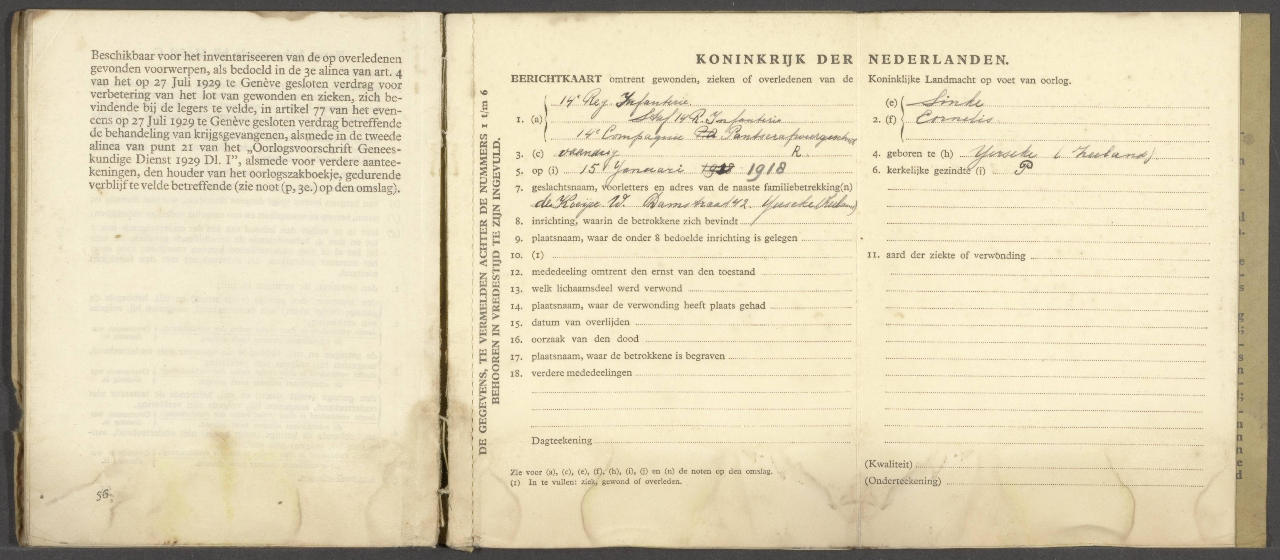 Oorlogszakboekje: Cornelis Sinke