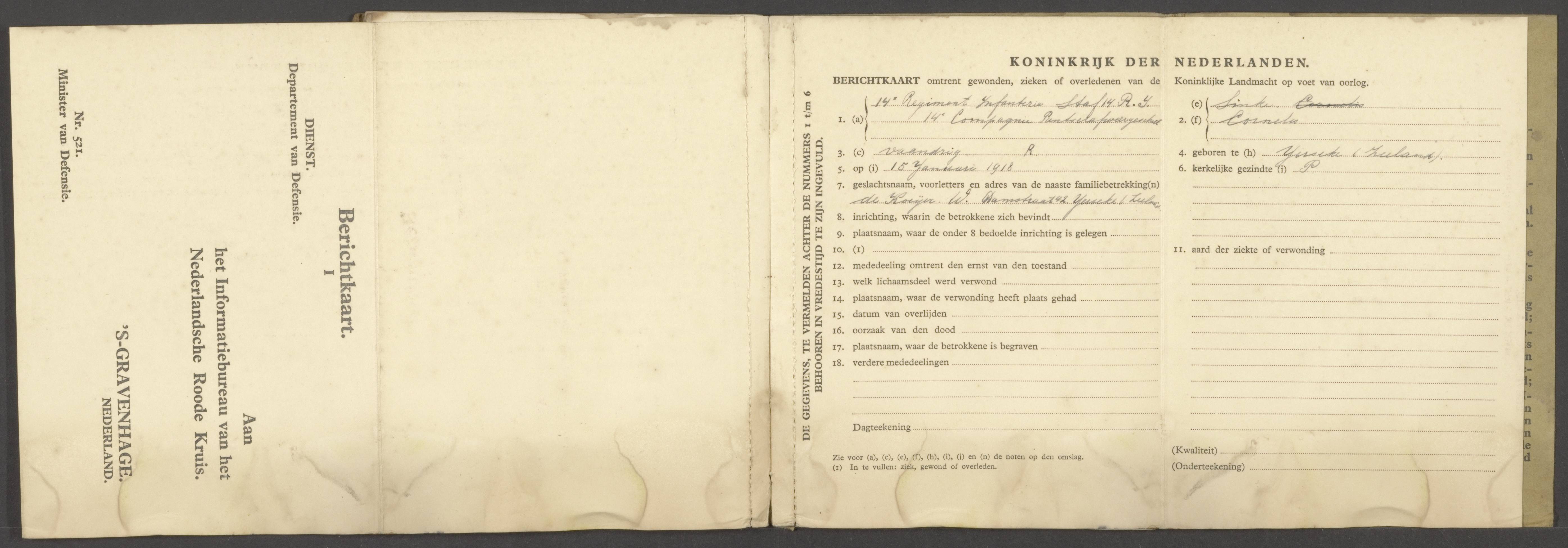 Oorlogszakboekje: Cornelis Sinke