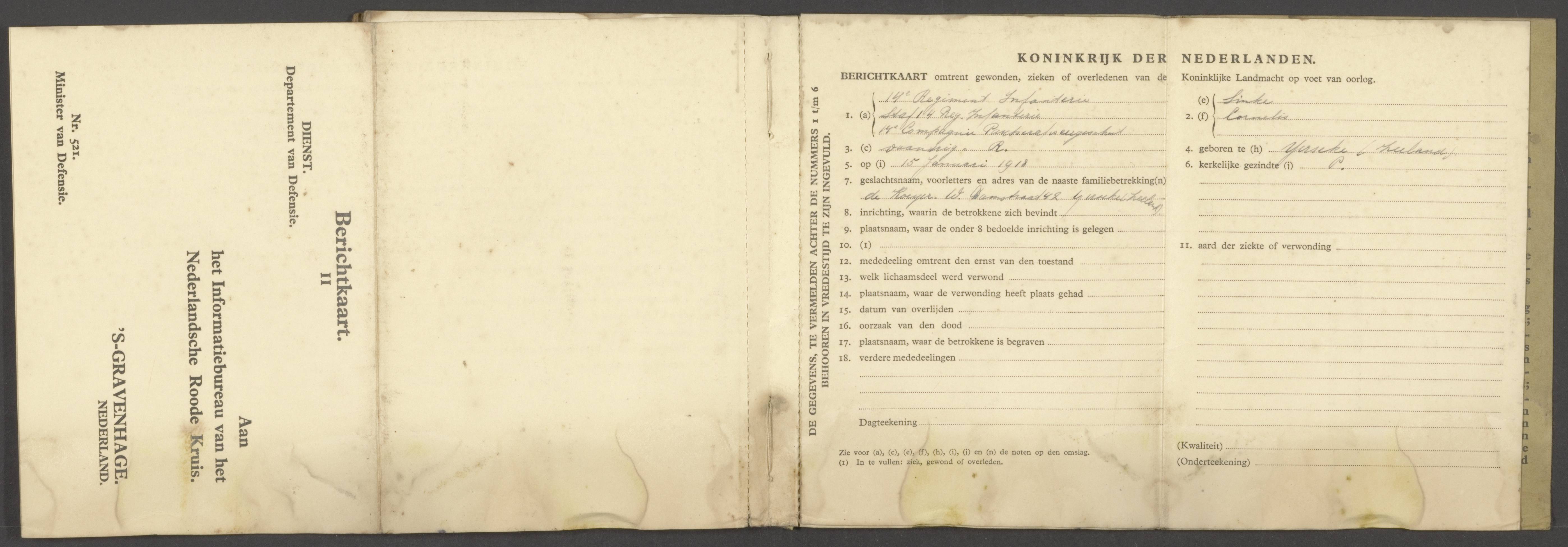 Oorlogszakboekje: Cornelis Sinke