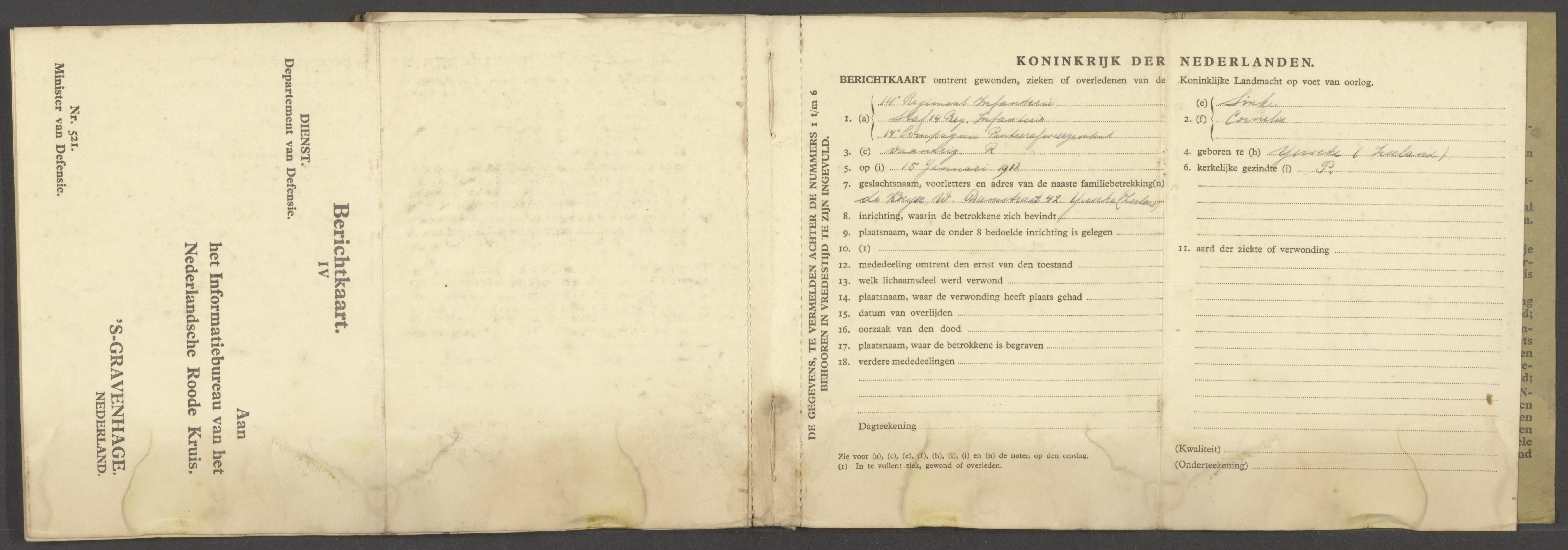 Oorlogszakboekje: Cornelis Sinke