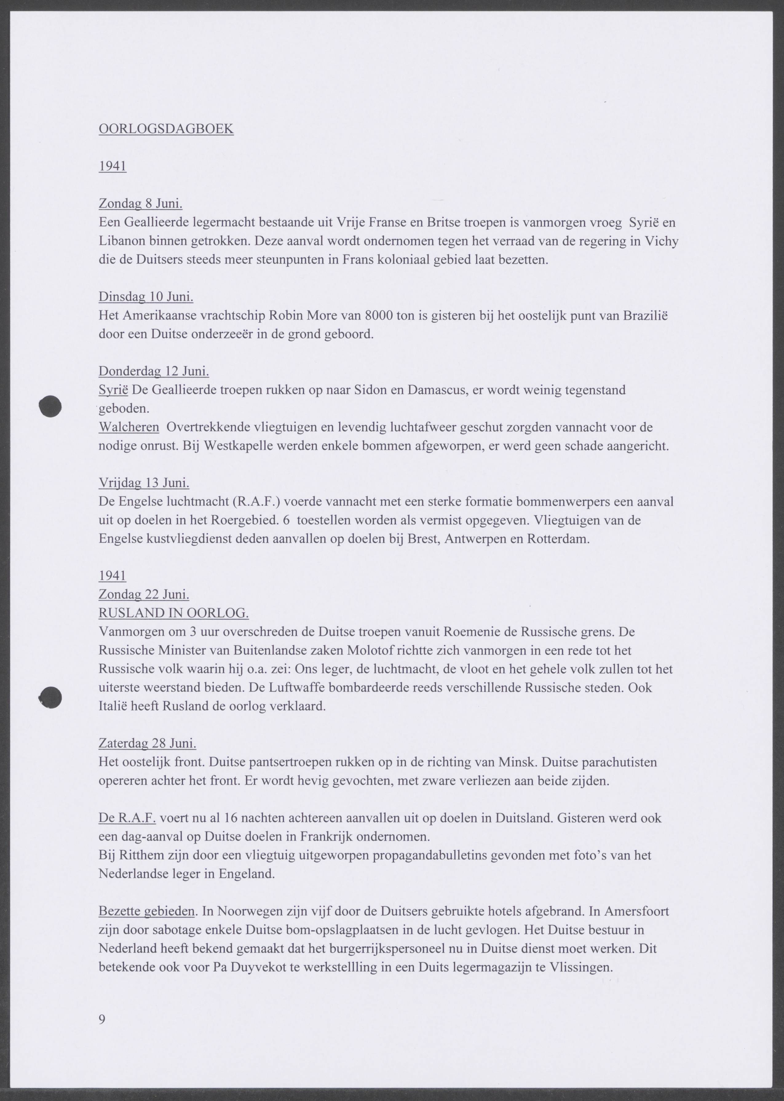 Oorlogsdagboek geschreven door Cornelis A. Puijpe 1923 – 1974 Vlissingen