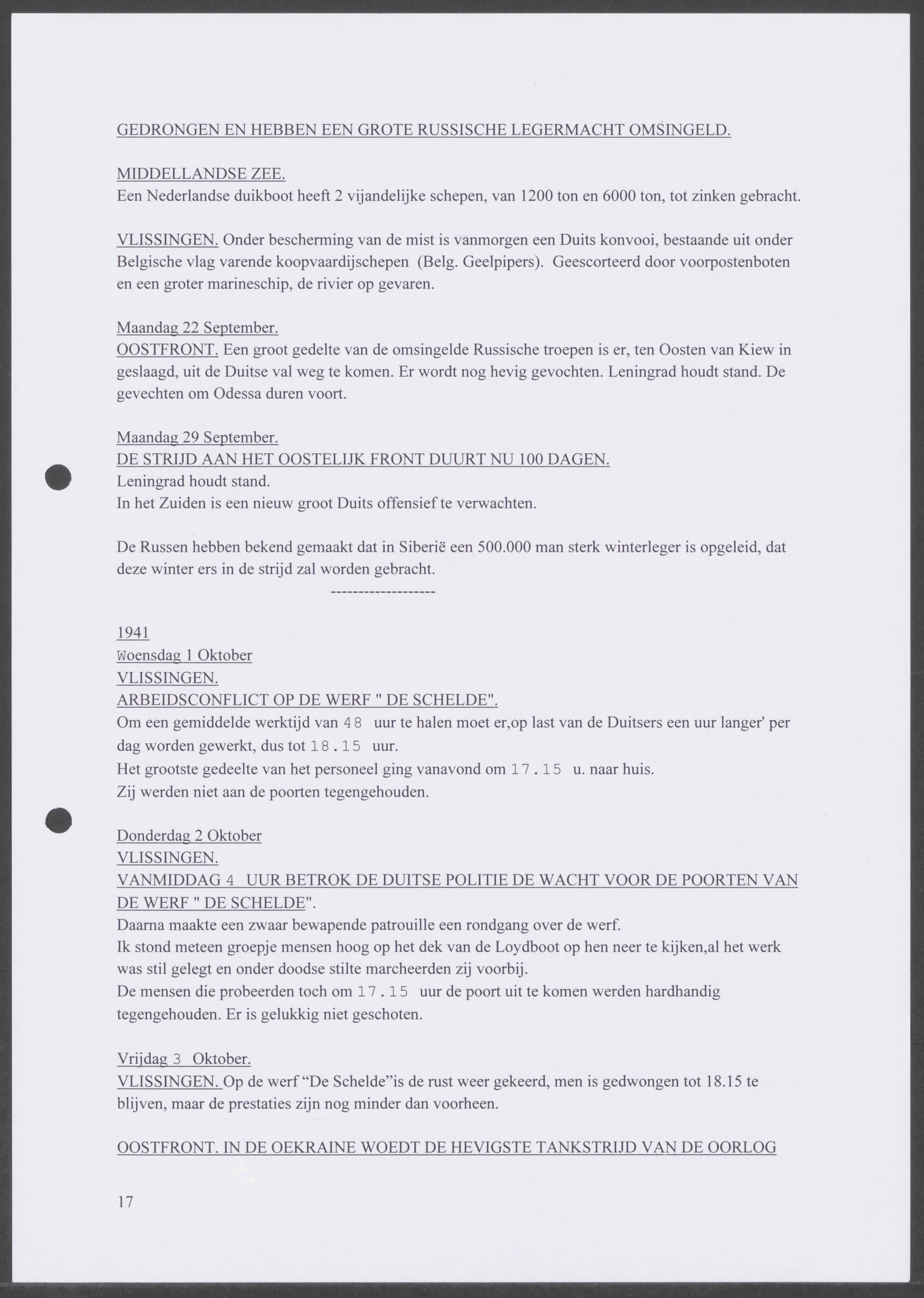 Oorlogsdagboek geschreven door Cornelis A. Puijpe 1923 – 1974 Vlissingen