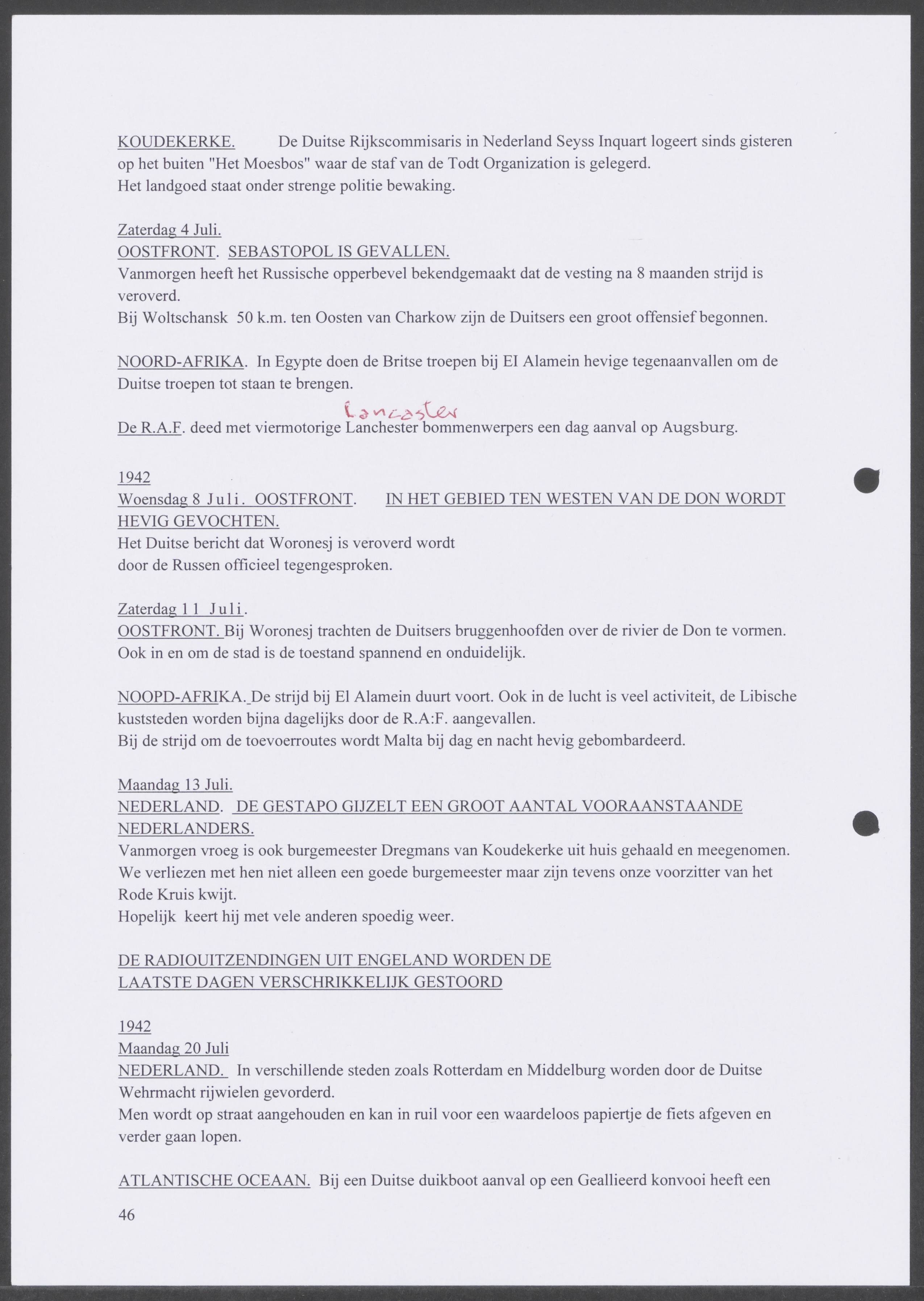 Oorlogsdagboek geschreven door Cornelis A. Puijpe 1923 – 1974 Vlissingen