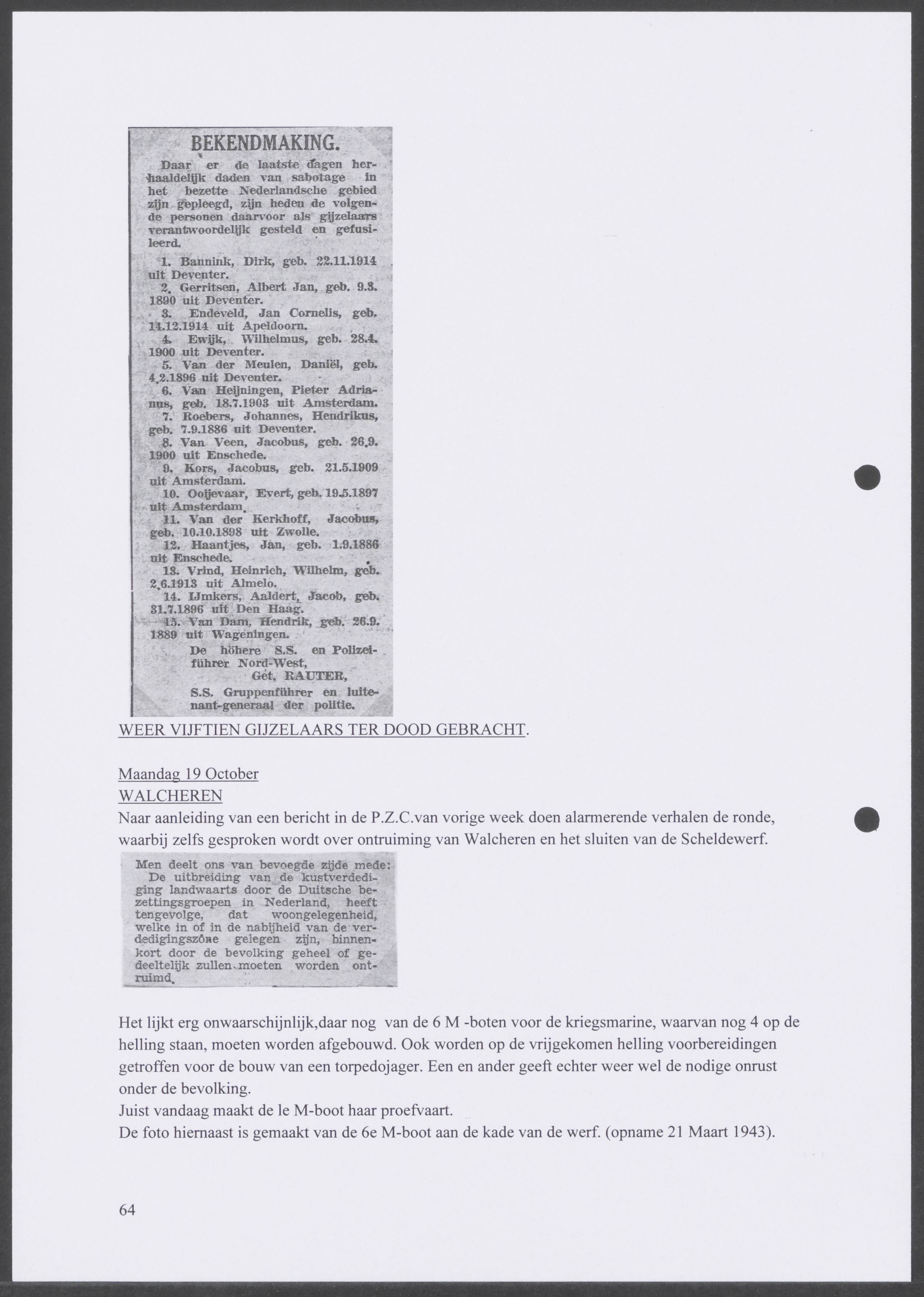 Oorlogsdagboek geschreven door Cornelis A. Puijpe 1923 – 1974 Vlissingen